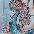 thumbnail image 5 of Chilfamy  Mermaid Stall Shower Curtain, Cartoon Woman in Sea Sirens of Greek Myth Female Human Tail of Fish Image, Fabric Bathroom Decor Set with Hooks, Pink Blue White, 5 of 7