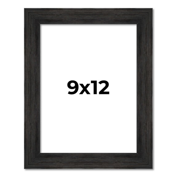 9x12 Frame Black Rustic Barnwood Solid Wood Picture Frame | 1.5 Inch Moulding Width | Includes UV