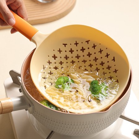 

Papaba Vegetable Strainer Multiple Holes Ergonomic Handle Excellent Non-Slip Colander Noodle Vegetable Strainer
