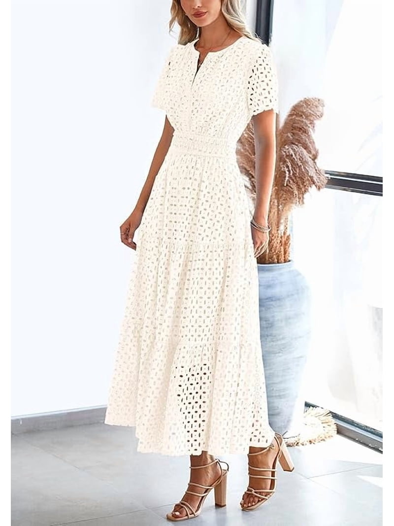 white button up dress White 100% Cotton Button-Down Midi Shirt Dress 42