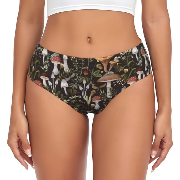 Fotbe Mushroom Garnish Calzones Estampados para Mujer – Ropa Interior de Algodón, Cómoda, Suave y Elástica-Small