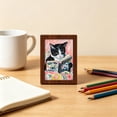 thumbnail image 4 of Reading Cats Mini Framed Wall Art – Floral Cat Print Wood Decor,C, 4 of 6