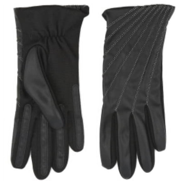Fownes Womens Black Leather Look Driving Gloves with Metallic Stitching  - Size - Large/X-Large