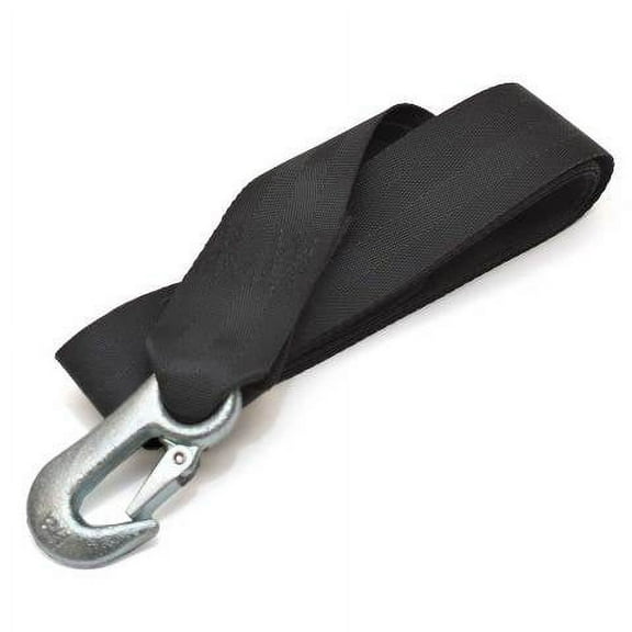 Boat Winch Strap and Snap Hook | 12 Foot x 2 Inch Black