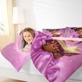 thumbnail image 3 of Castle Fairy Cute Black Girl Twin Comforter Sets 2pcs,Cartoon Bow Butterfly Bedding Set,Purple,Pink Reversible,1 Comforter and 1 Pillowcase, 3 of 6