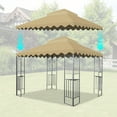 thumbnail image 2 of 10x10 Ft Replacement Gazebo Canopy, Double Tiered Outdoor Patio Tent Roof Cover with Wavy Border, UV Protection & Water Repellent Polyester Fabric, Khaki (Frame Not Included), 2 of 5