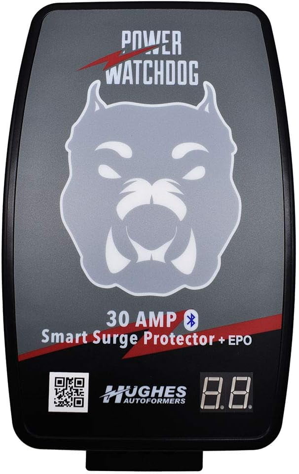 Power Watchdog PWD30EPOH 30 Amp Smart RV HARDWIRED Surge Protector - Emergency Power Off (EPO) – Bluetooth Monitoring - Replaceable Surge Module - Durable for RV Campsite Use - Installation Required