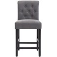 thumbnail image 2 of Set of 2 Dining Chair Gray Button Tufting Fabric Upholstered Counter Stools for Dining Room/Kitchen, 2 of 9