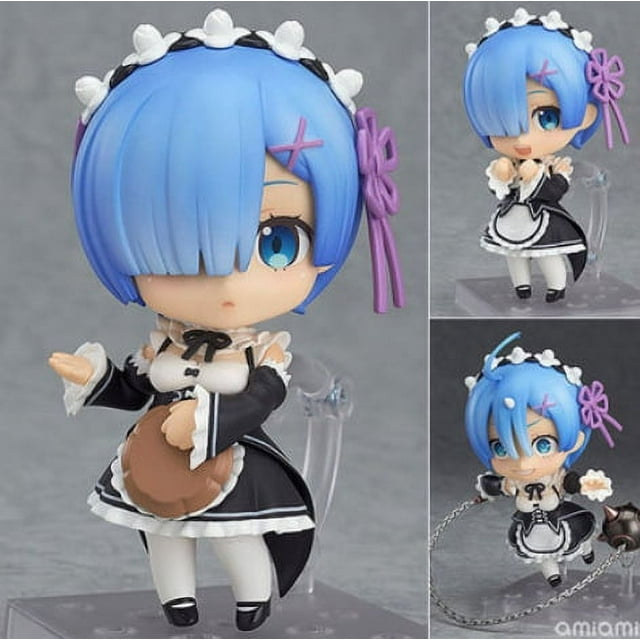 Re:Zero-Starting Life in Another World: Figura de acción de Rem con atuendo de sirvienta Q verse, cara intercambiable para colecciones de personajes o regalos, 10 cm