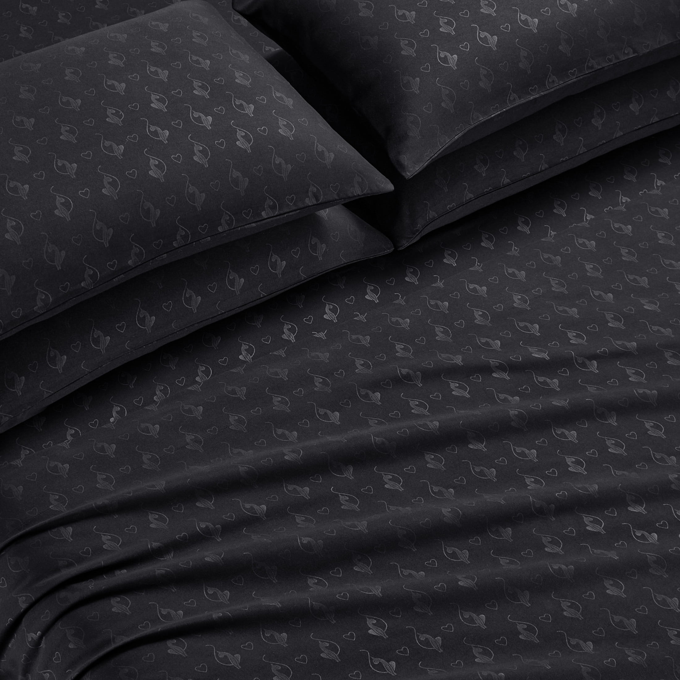 Baby Phat Embossed Microfiber Sheet Sets With Extra Pillowcases, 4-Piece Twin, Black