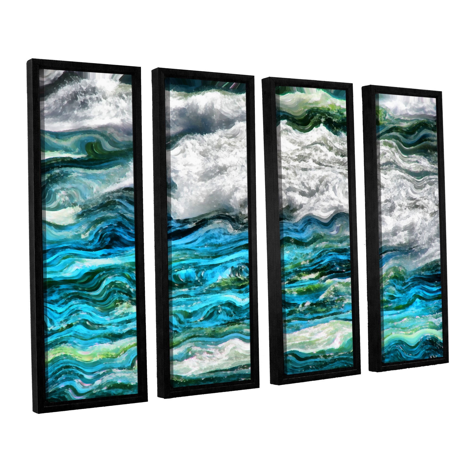 ArtWall Kevin Calkins "Cresting Waves 3.0" 4-Piece Floater Framed Canvas Set