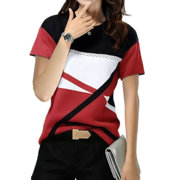 Womens Plus Size,Women Casual Print Pullover Short Sleeve T-Shirt Tops Blouse
