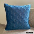 thumbnail image 3 of The HomeCentric Decorative Throw Pillow cover Teal 16"x16" (40x40 cm) Velvet Geometric, Textured, Zari Embroidery Cushion Covers For Couches And Sofas, Geometric Modern Style - Enchanted Teal, 3 of 10