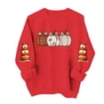 thumbnail image 3 of TKLPEHG Fall Pumpkin Sweatshirt for Women Plaid Pumpkin Graphic Pullover Vintage Halloween Thanksgiving Casual Long Sleeve Tops (Red,XL), 3 of 6