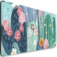 thumbnail image 2 of Extended Gaming Mouse Pad (31.5x11.8 in), Large Non-Slip Rubber Base Mousepad, Keyboard Mouse Mat Desk Pad for Work, Game - Cactus Succulents Pink White Yellow Flowers Pattern, 2 of 6