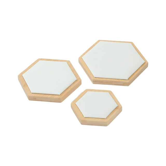 Minnieouse Bandeja de exhibición hexagonal con superficie de terciopelo, textura suave y protección a prueba de arañazos, 3 pack/lote Ropa, zapatos y accesorios Miscelánea Blanco