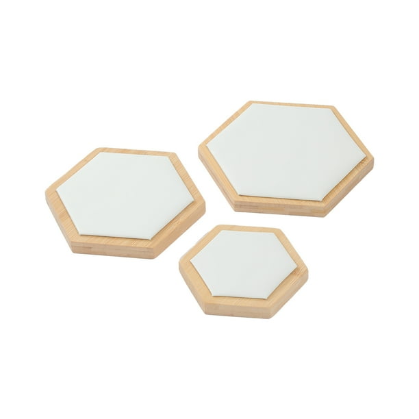 Minnieouse Bandeja de exhibición de hexagonal no tóxica, solución de almacenamiento segura y ecológica para objetos preciosos, 3 piezas Ropa, zapatos y accesorios Miscelánea Blanco