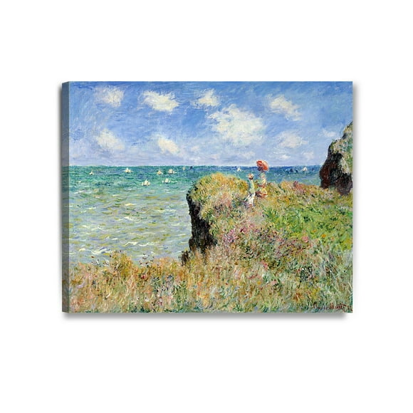 DECORARTS - la Promenade de la Falaise à Pourville, Reproduction d'Art de Claude Monet. Impressions sur Toile Giclée Art Mural pour Déco Maison 30x24