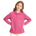 thumbnail image 4 of Kids Polo Shirts Boys Girls School Uniform Long Sleeve Shirt Cotton Collared Tops Soft Casual School Wear Basic Golf Shirt,2-3Y,Hot Pink, 4 of 7