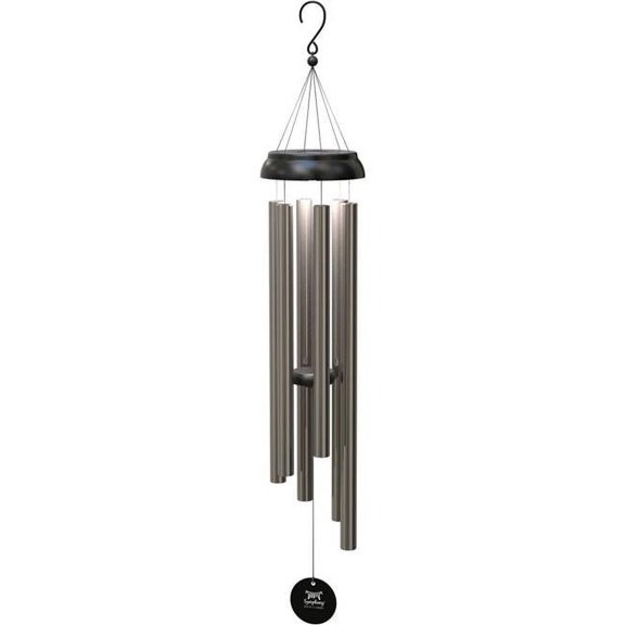 Panacea Products 80131 40 in. Solar Light Wind Chime with Accents - Black & Silver