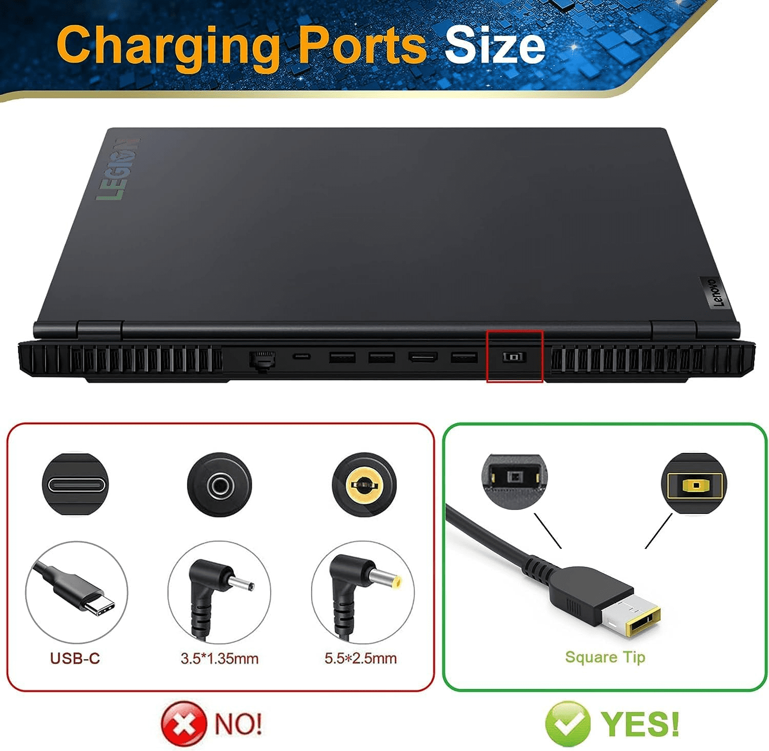 170W Charger 20V 8.5A for Lenovo Legion Slim 5 Yoga Pro 9i ThinkPad X1 Extreme P16 P16v IdeaPad Pro 5 LOQ Laptop Power Supply
