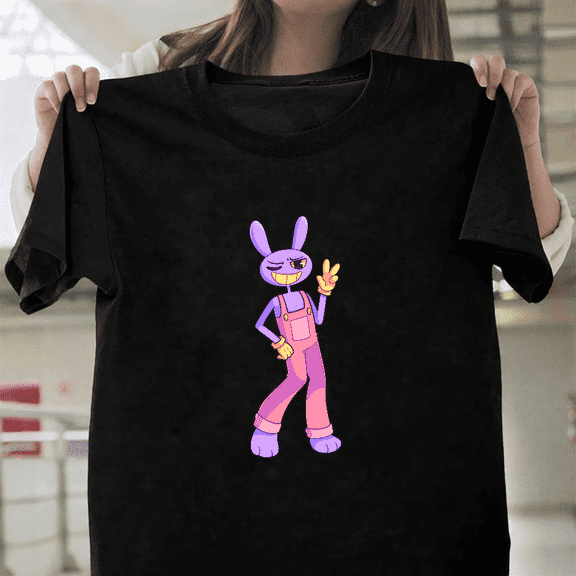Jax Amazing Digital Circus Cartoon Graphic Apparel Animated Rabbit Unisex T-Shirt, up to size 3XL.