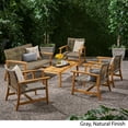 thumbnail image 2 of GDF Studio Levant Outdoor 5 Piece Wood and Wicker Loveseat Chat Set, Gray, 2 of 5