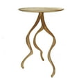 thumbnail image 3 of Benjara 24" Accent Side Table- Antler Base Design- Ribbed Top- Aluminium- Gold, 3 of 5