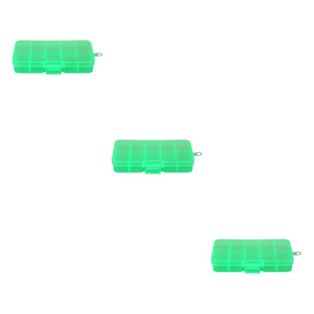 Thinsony 10 Grid Plastic Jewelry Removable Storage Box Beads Container Earring Green 12.8x6.5x2.2cm 3Set