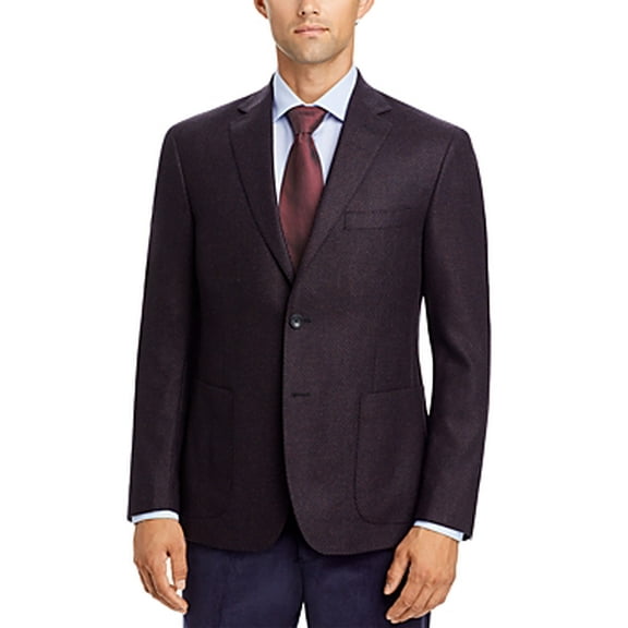 The Men's Store at Bloomingdale's Textured Sport Coat 46R Burgundy Navy Blue