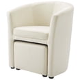 thumbnail image 3 of Contemporary Modern Urban Designer Living Room Lounge Club Lobby Armchair Accent Chair and Ottoman, Velvet Fabric, Ivory White, 3 of 7