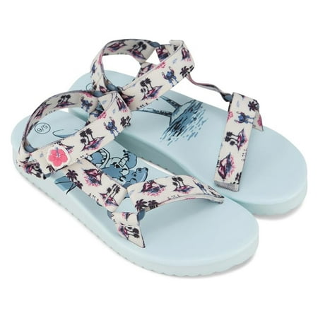 

Disney Ladies Lilo and Stitch Sandals Double Strap Slip-On Backstrap Sandals Light Blue – 11/12