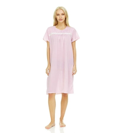 

824 Womens Nightgown Sleepwear Pajamas - Woman Short Sleeve Sleep Dress Nightshirt Pink 3X