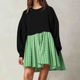 thumbnail image 2 of Pisexur Robes pour Femmes 2024 Mode Robe Midi à Imprimé Rayé Col Rond Robe à Manches Longues Robe Fluide Ample Robe d'Automne Décontractée Robe Trapèze Mini Robe de Cocktail Confort Robes pour les Vacances et le Retour à la Maison, 2 of 5