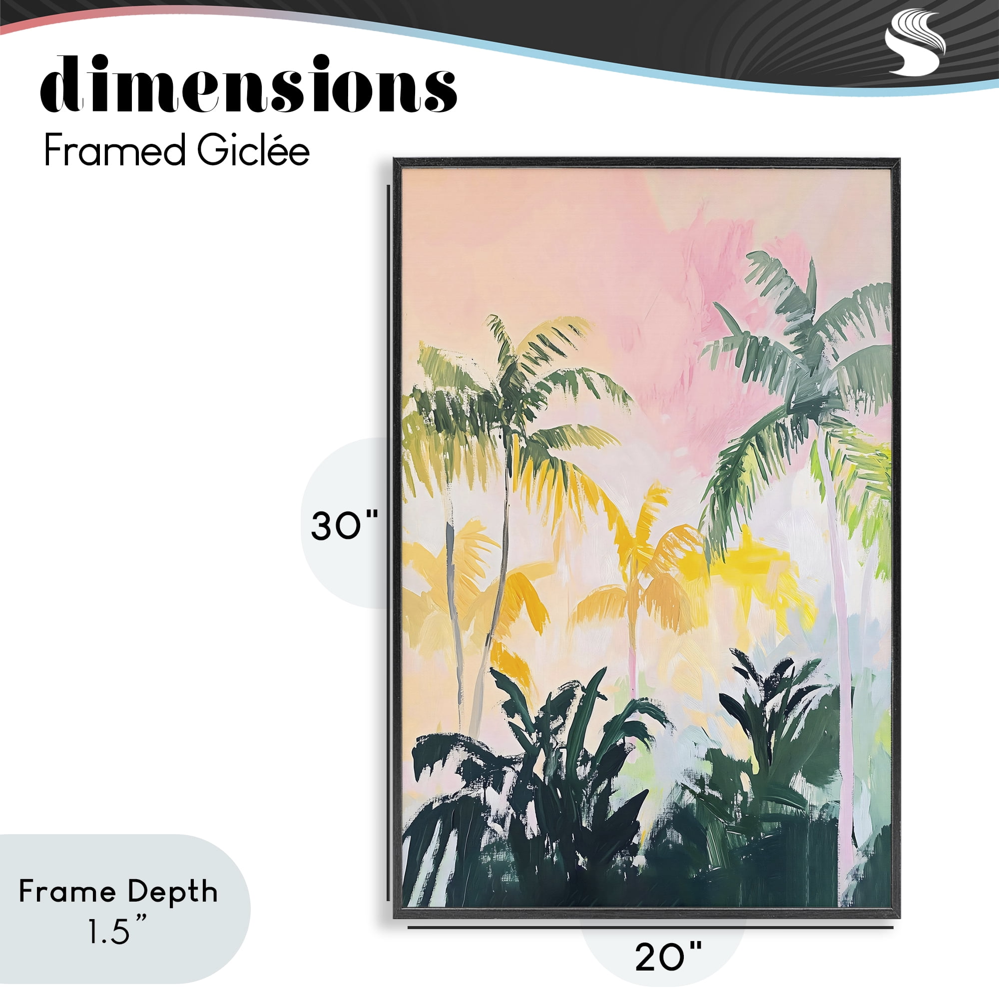 Stupell Industries Pastel Palms in Morning Glow Black Framed Giclee Art, design by The Prints Vibe