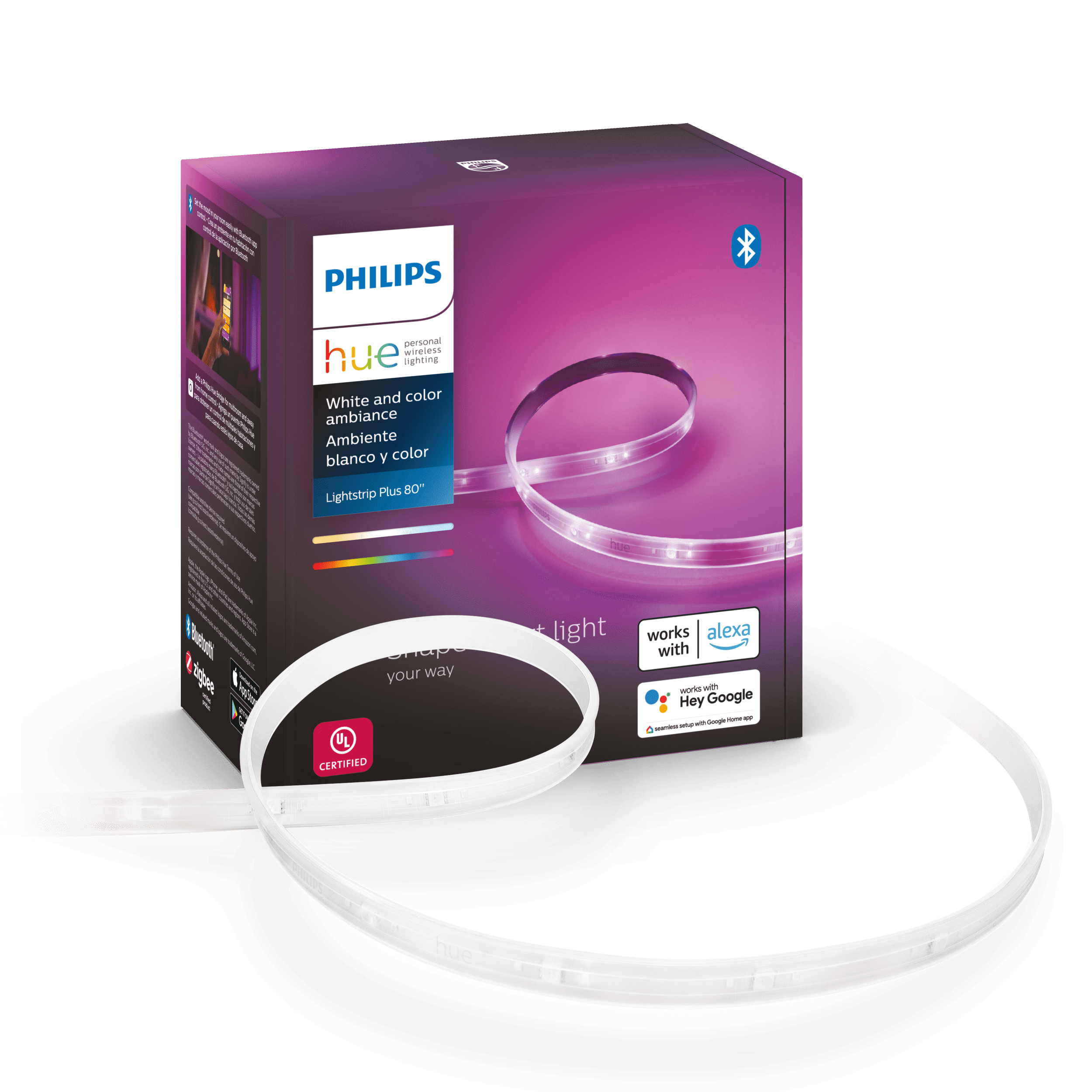 Philips Hue White and Color Ambiance Lightstrip Plus Feet Base Kit with Bluetooth, White - Walmart.com