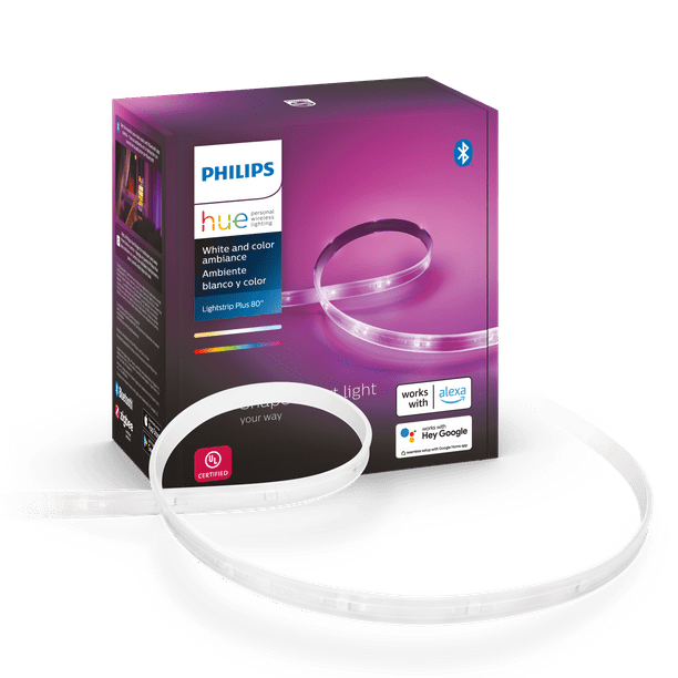 Philips Hue White and Ambiance Lightstrip Plus 6.5 feet Base Kit Bluetooth, White - Walmart.com