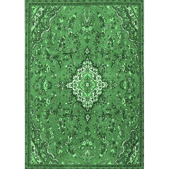 Ahgly Company Indoor Rectangle Persian Emerald Green Traditional Area Rugs, 6' x 9'