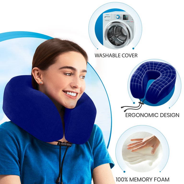 Everlasting Comfort Memory Foam Travel Pillow - Airplane Neck Rest