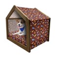 thumbnail image 1 of Hippo Pet House, Doodle Pattern with Wild Animals Such as Ostrich Zebra and Lion Cartoon, Outdoor & Indoor Portable Dog Kennel with Pillow and Cover, 5 Sizes, Multicolor, by Ambesonne, 1 of 5
