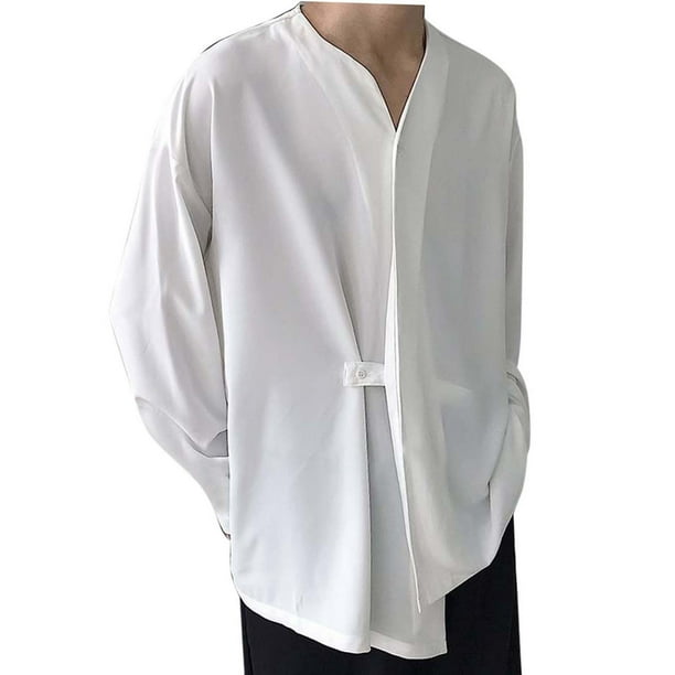 Camisa manga larga sin cuello hotsell