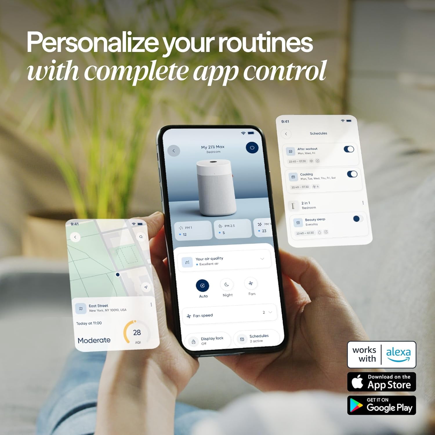 Blueair 511i Max Smart Air Purifier for Bedroom & Small Rooms up to 926 Sq Ft, HEPASilent Air Cleaner for Pets, Allergies, Smoke & Dust, Quiet WiFi Air Purifier with Auto Mode - Limestone