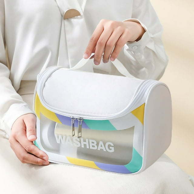 Fiudx Neceser Translúcido de Pvc Esmerilado, Organizador de Viaje, Impermeable, para Colgar Artículos de Tocador, Gran Capacidad para Maquillaje, Uso Diario, Ideal para Adultos, Fácil de Limpiar y Po
