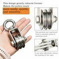 thumbnail image 5 of Hoist Pulley System Heavy Duty Stainless Steel, Snatch Swivel Block Double Pulley with 25m/8mm Rope, Bearing Inside, for Lifting, Kayak, Garage, Winch, Hunting, Loading 1100lb, 5 of 6