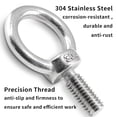 thumbnail image 3 of LinenLoon 12Pcs M6 Lifting Eye Bolts, 304 Stainless Steel Male Thread Machinery Shoulder Ring Eye Bolt Heavy Duty, 3 of 5