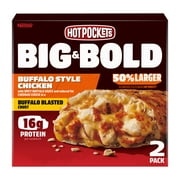 Hot Pockets Frozen Snacks, Big and Bold Buffalo-Style Chicken, 2 Sandwiches, 13.5 oz (Frozen)