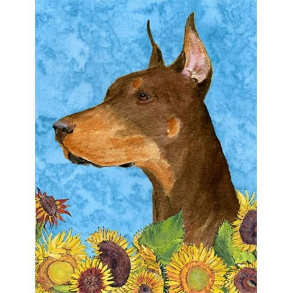 28 x 40 in. Doberman Flag Canvas House Size