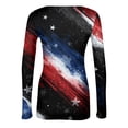 thumbnail image 4 of Womens Round Neck Independence Day Print Long Sleeve Ribbed Top Soft Casual Holiday Wear for Patriotic Parties Barbecue, 4 of 6