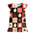 thumbnail image 7 of NIEWTR Toddler Baby Girl Halloween Dress Outfit Little Baby Girl Summer Fall Gingham Palid Dress Cute Pumpkin Embroidery Lace Flying Sleeve A-Line Dress, 7 of 7