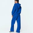 thumbnail image 4 of Szluipve Women Cropped Zip‑Up Hoodie 2 Piece Outfits Drawstring Long Sleeve Full Zip Short Hooded Jacket and Elastic Waist Wide Leg Pants Casual Tracksuit Loungewear Set Royal Blue M, 4 of 7